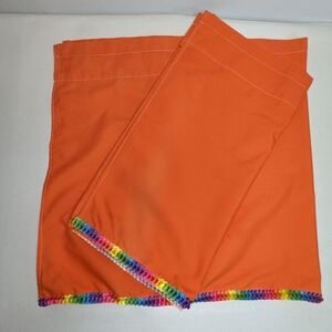 Vintage Valance set of Two orange rainbow 37" long X-1